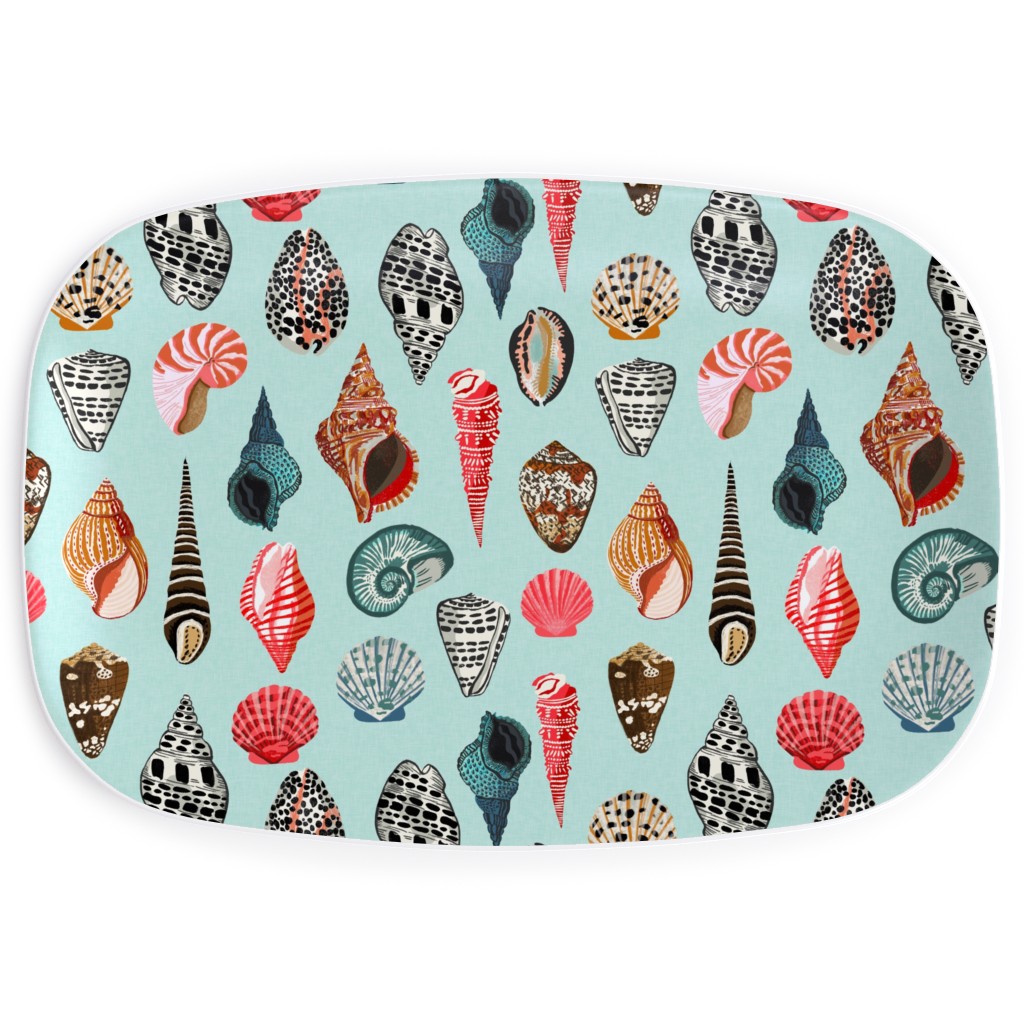 Seashells Beach Summer - Mint Serving Platter, Multicolor