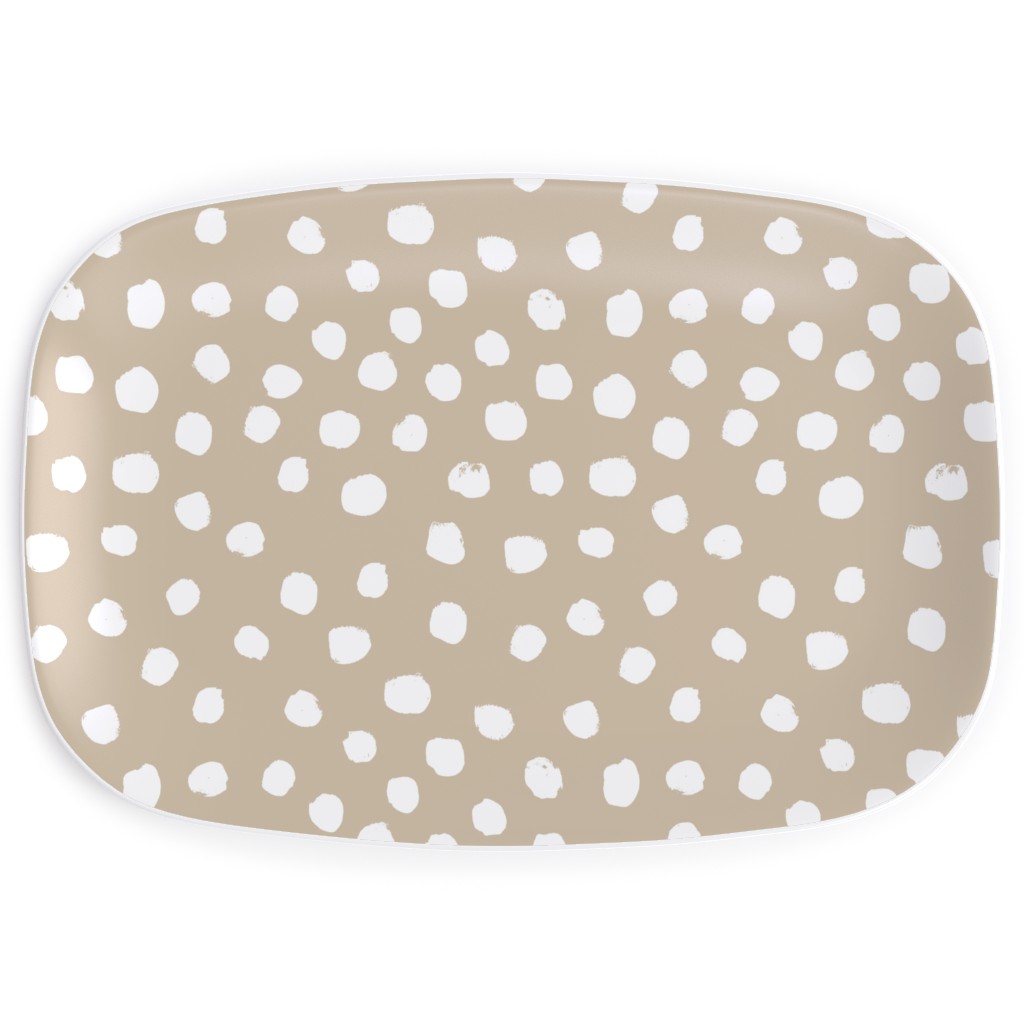 Soft Painted Dots Serving Platter, Beige