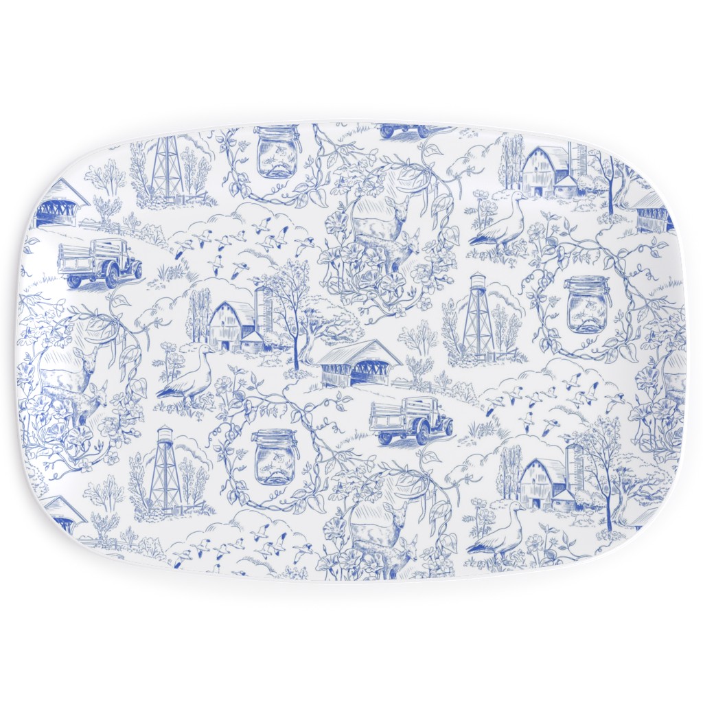 Country Living Toile - Blue Serving Platter, Blue