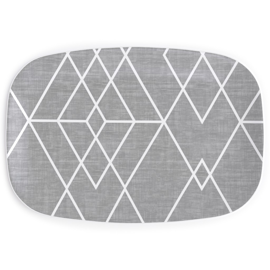 Geometric Grid - Gray Serving Platter, Gray