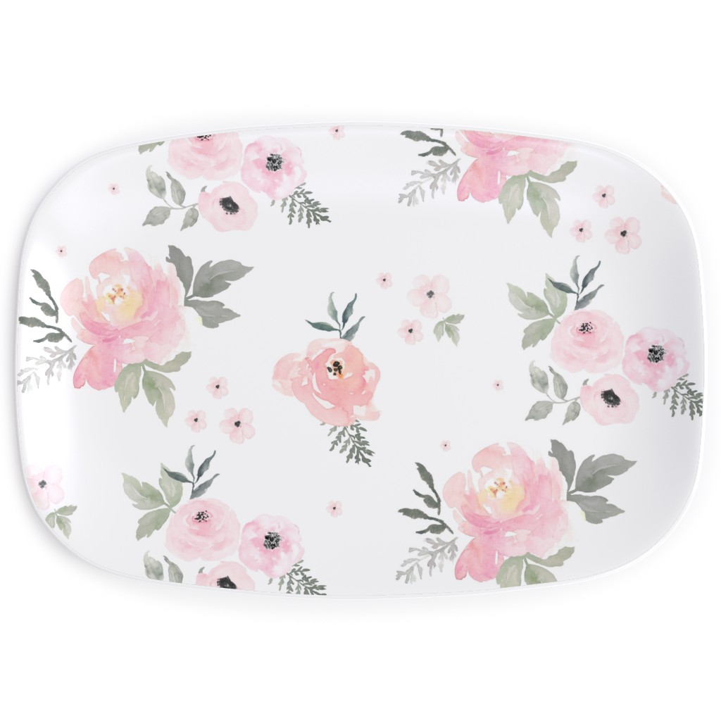 Sweet Blush Roses - Pink Serving Platter, Pink, Bright Pink