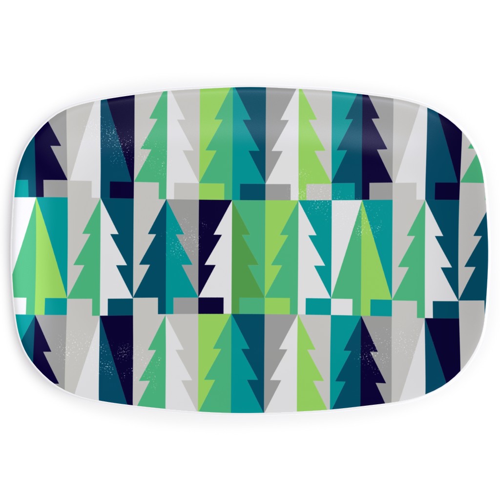 Winter Pine Tree Forest - Green Serving Platter, Green