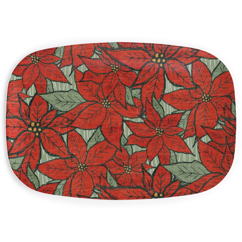 Wild Poinsettias Serving Platter, Red, Red