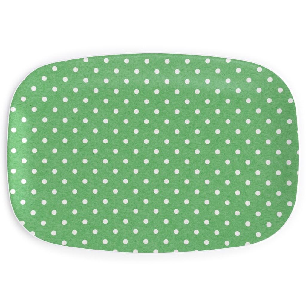 Mottled Xmas Polkadots - Green Serving Platter, Green