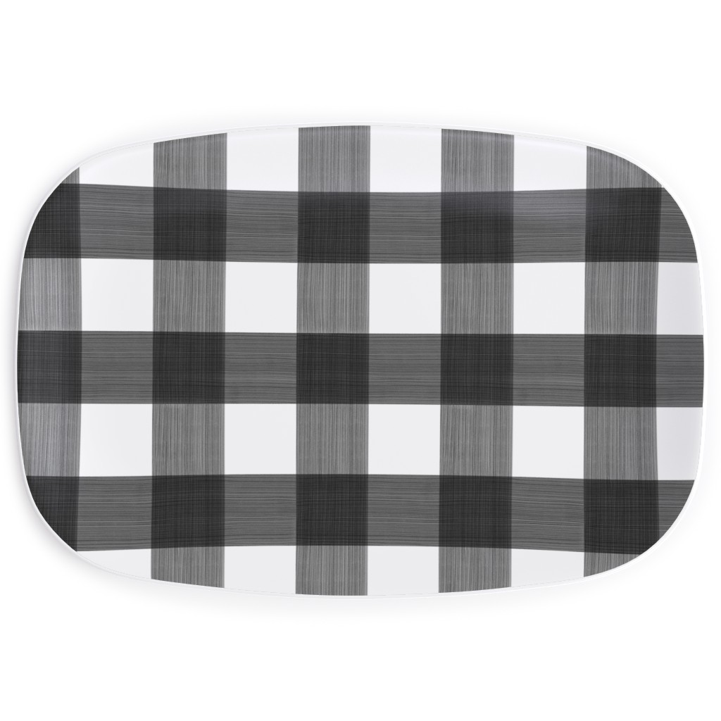 Cross Hatch Plaid Serving Platter, Black