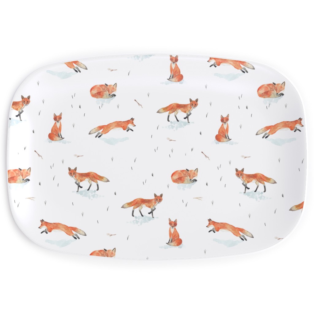 Winter Fox Serving Platter, Orange