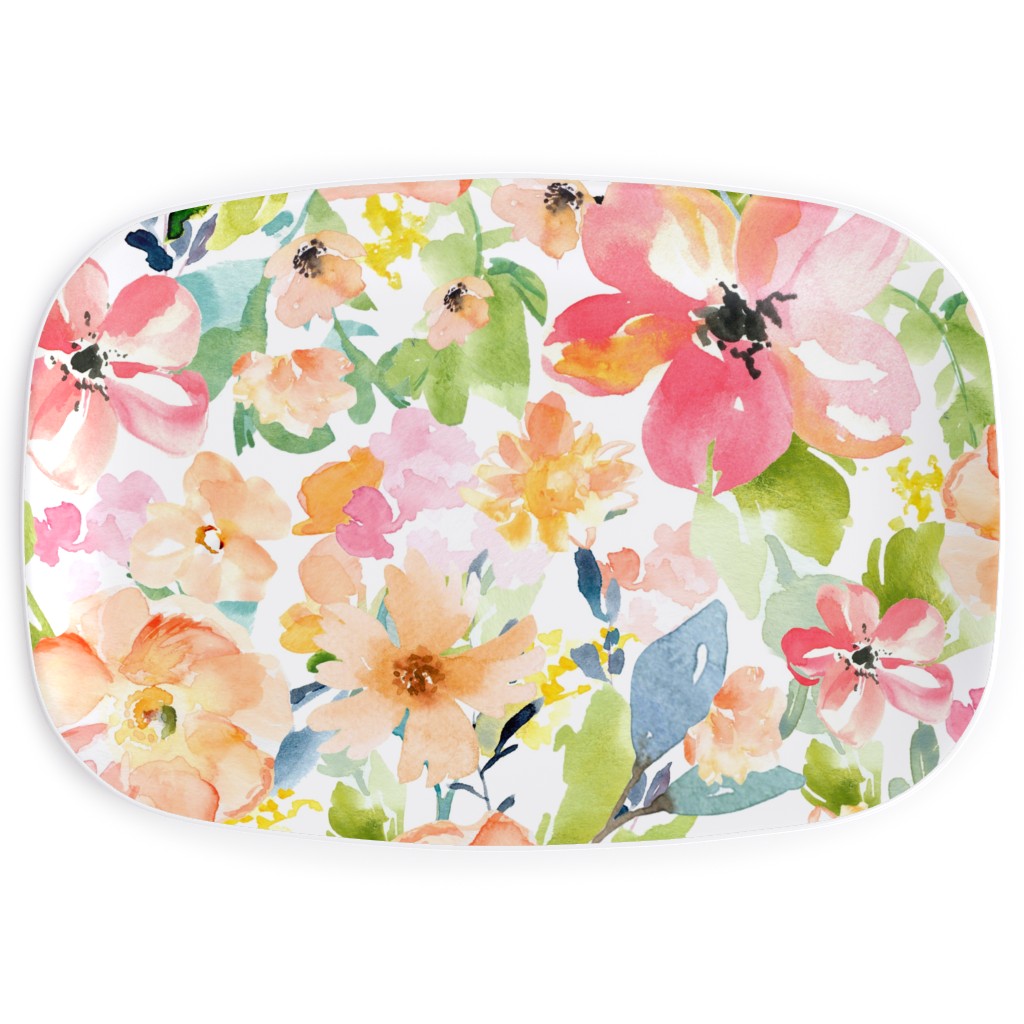 Floral Love Print Serving Platter, Multicolor