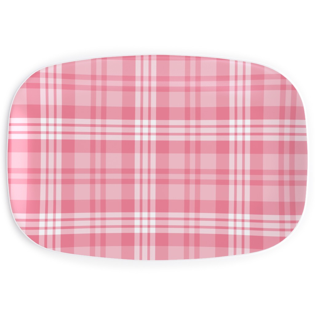 Plaid Pattern Serving Platter, Pink