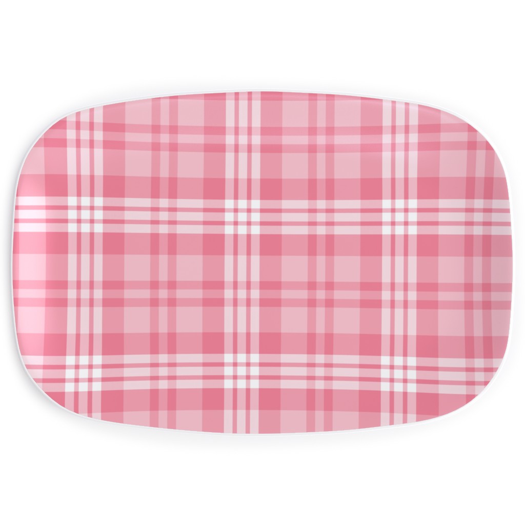 Plaid Pattern Serving Platter, Pink, Penelope
