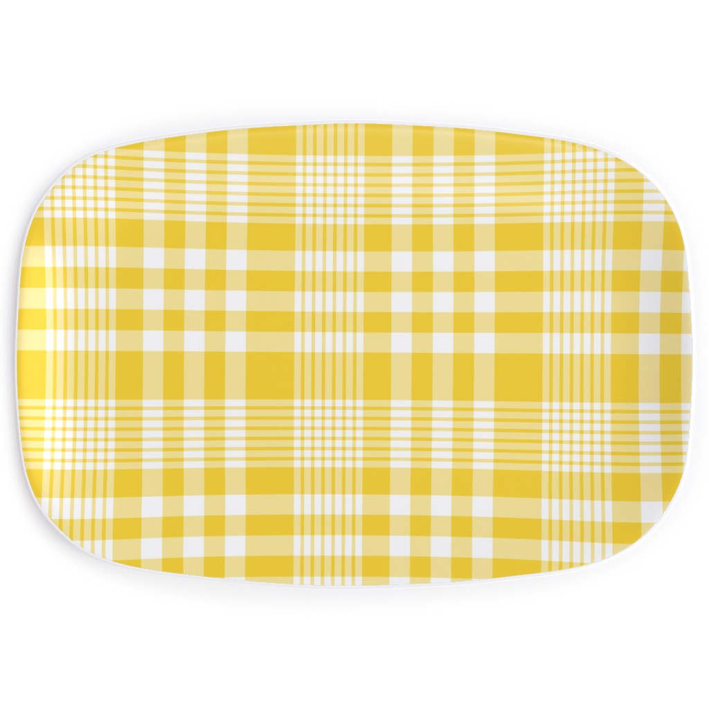Plaid Pattern Serving Platter, Yellow