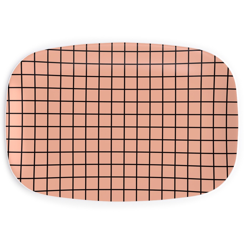Square Grid Serving Platter, Pink, Dusk Pink