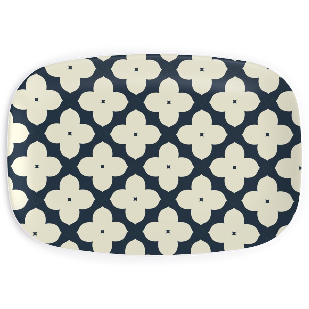 Bunchberry - Black Serving Platter, Blue