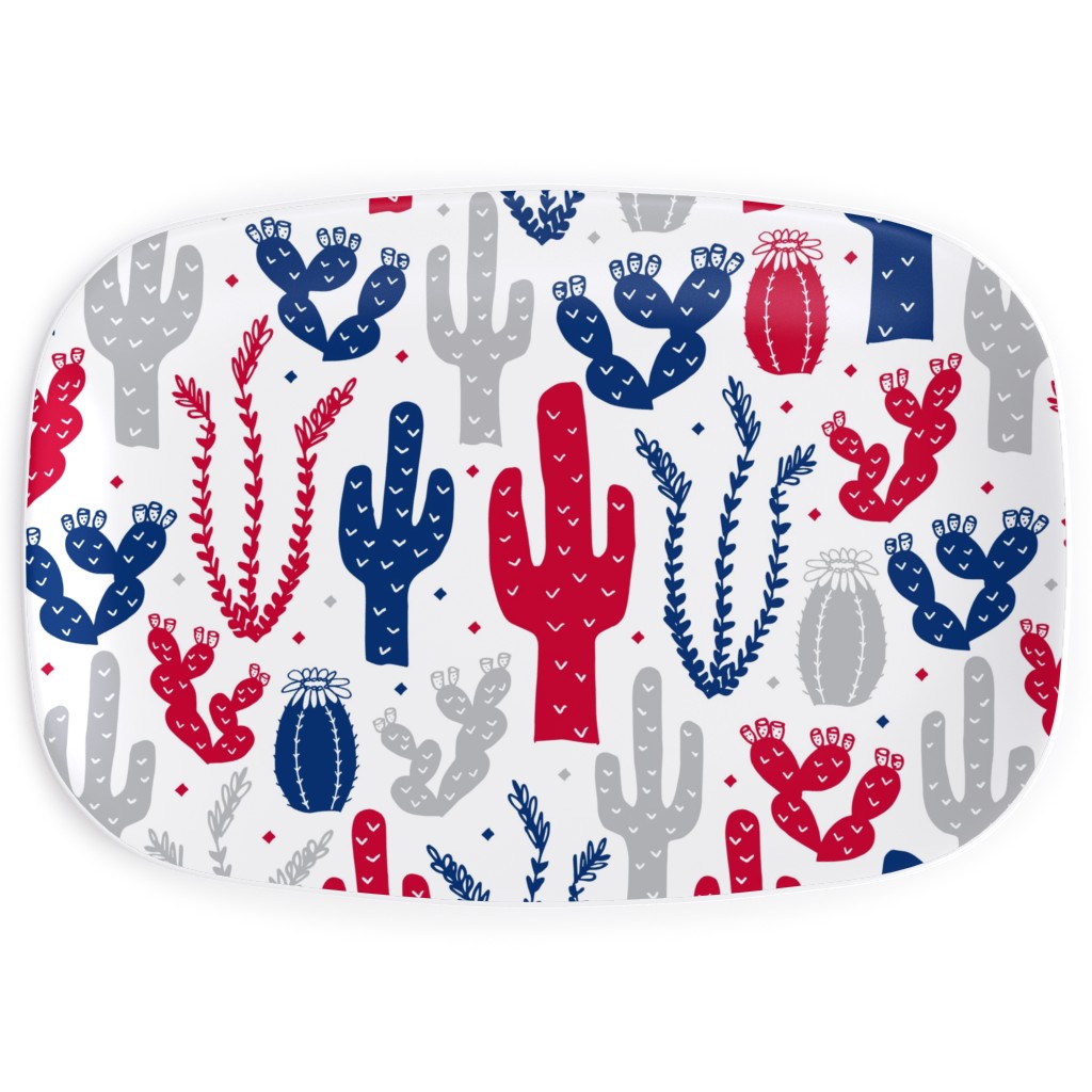Arizona Backyard Red, White and Blue Serving Platter, Multicolor
