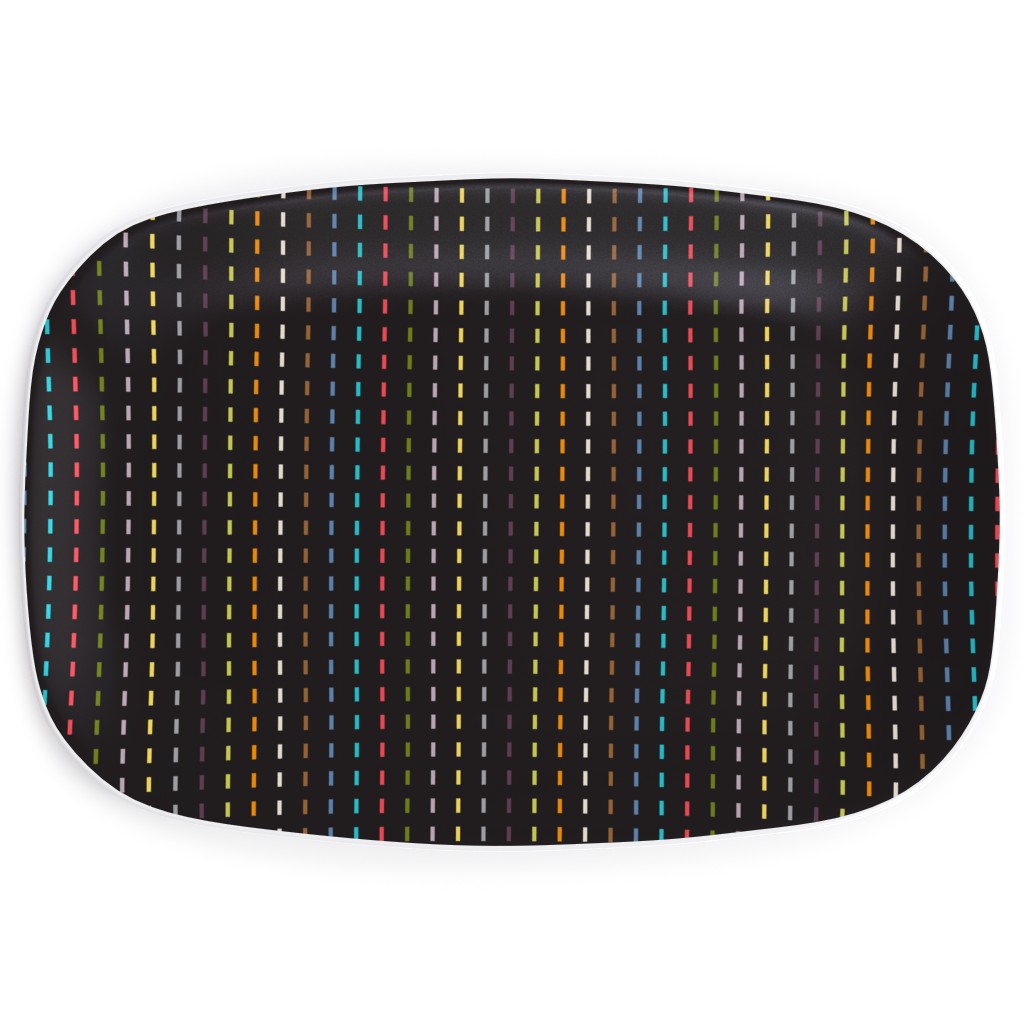Soda Nation Stripes - Dark Multi Serving Platter, Black, Black