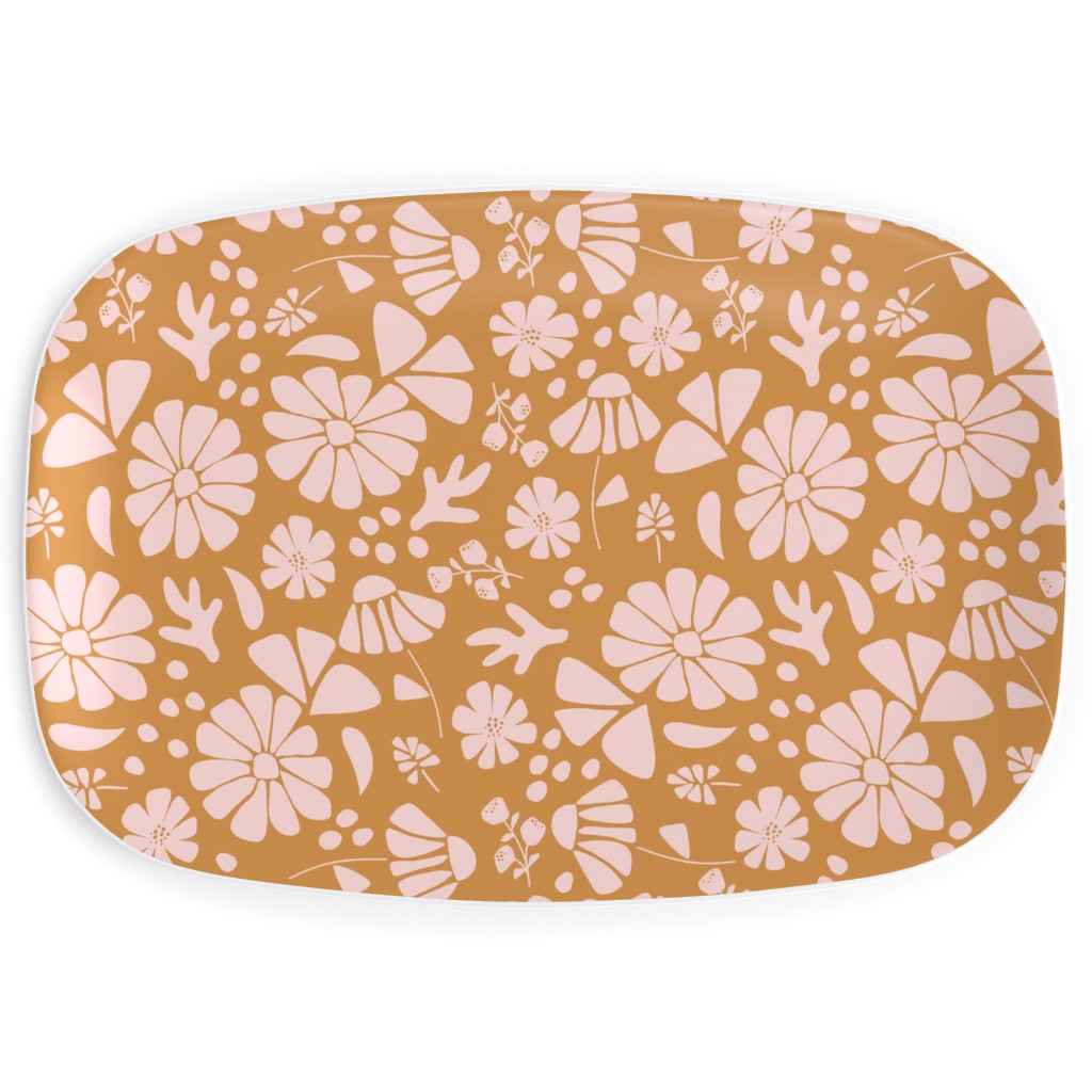 Jungle Floral - Orange and Pink Serving Platter, Orange