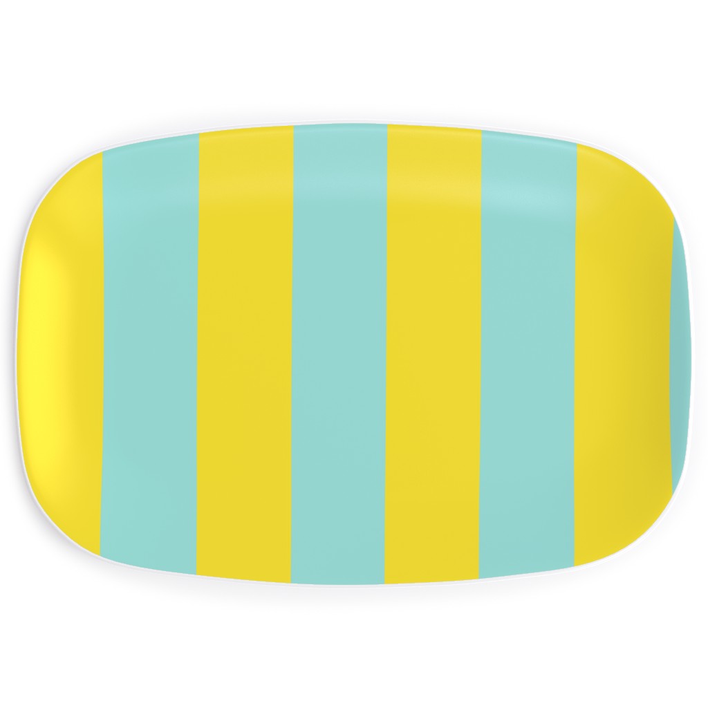 Vertical Stripes Serving Platter, Blue