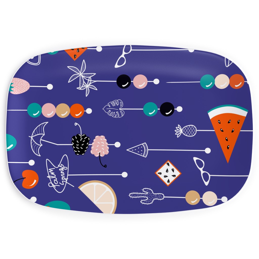 Palm Springs Fruit Cocktail - Blue Serving Platter, Blue, True Blue