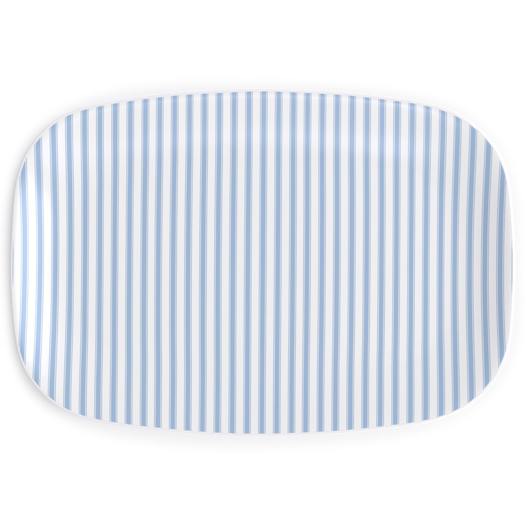 Cedar Lake Cottage Ticking Stripe - Blue Serving Platter, Blue