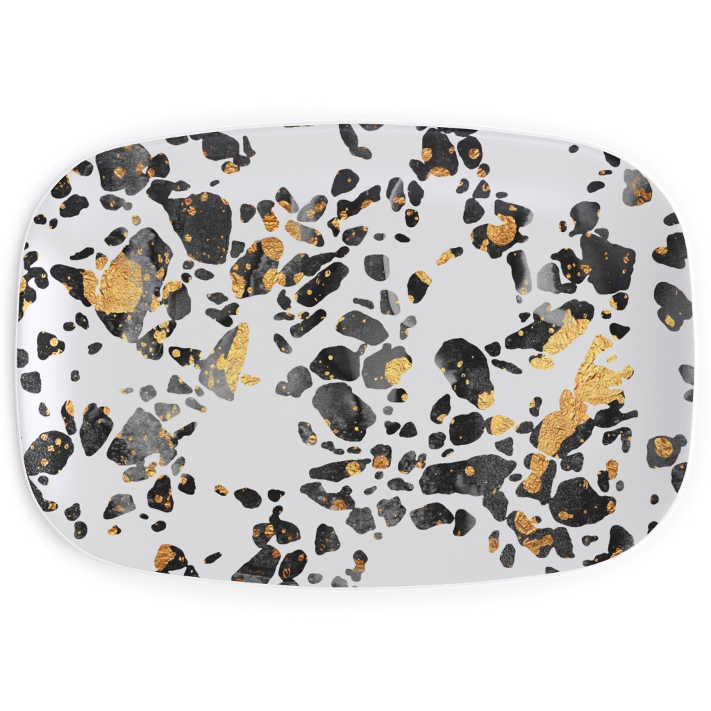 Gold Speckled Terrazzo Serving Platter, Black