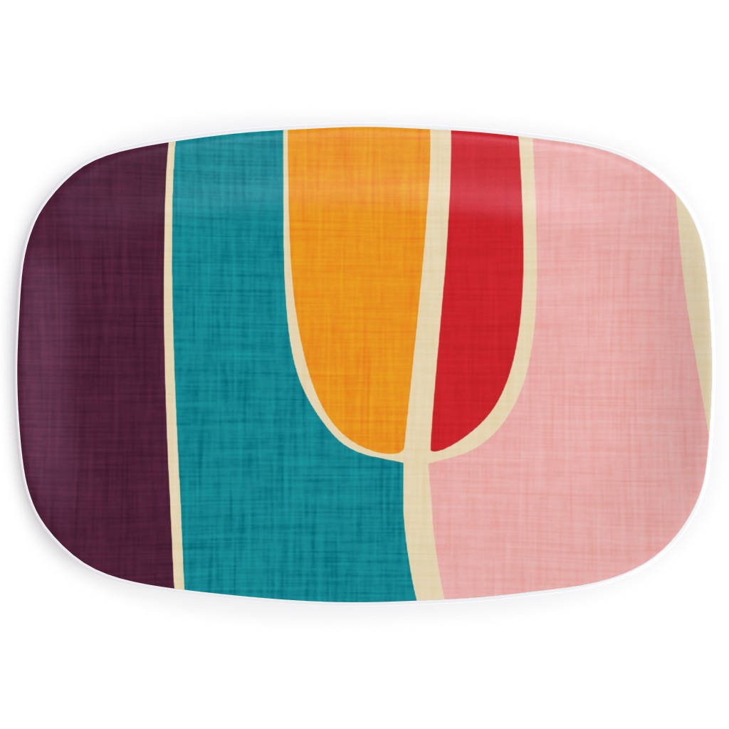 Mid Century Mod Retro Waves - Multi Serving Platter, Multicolor