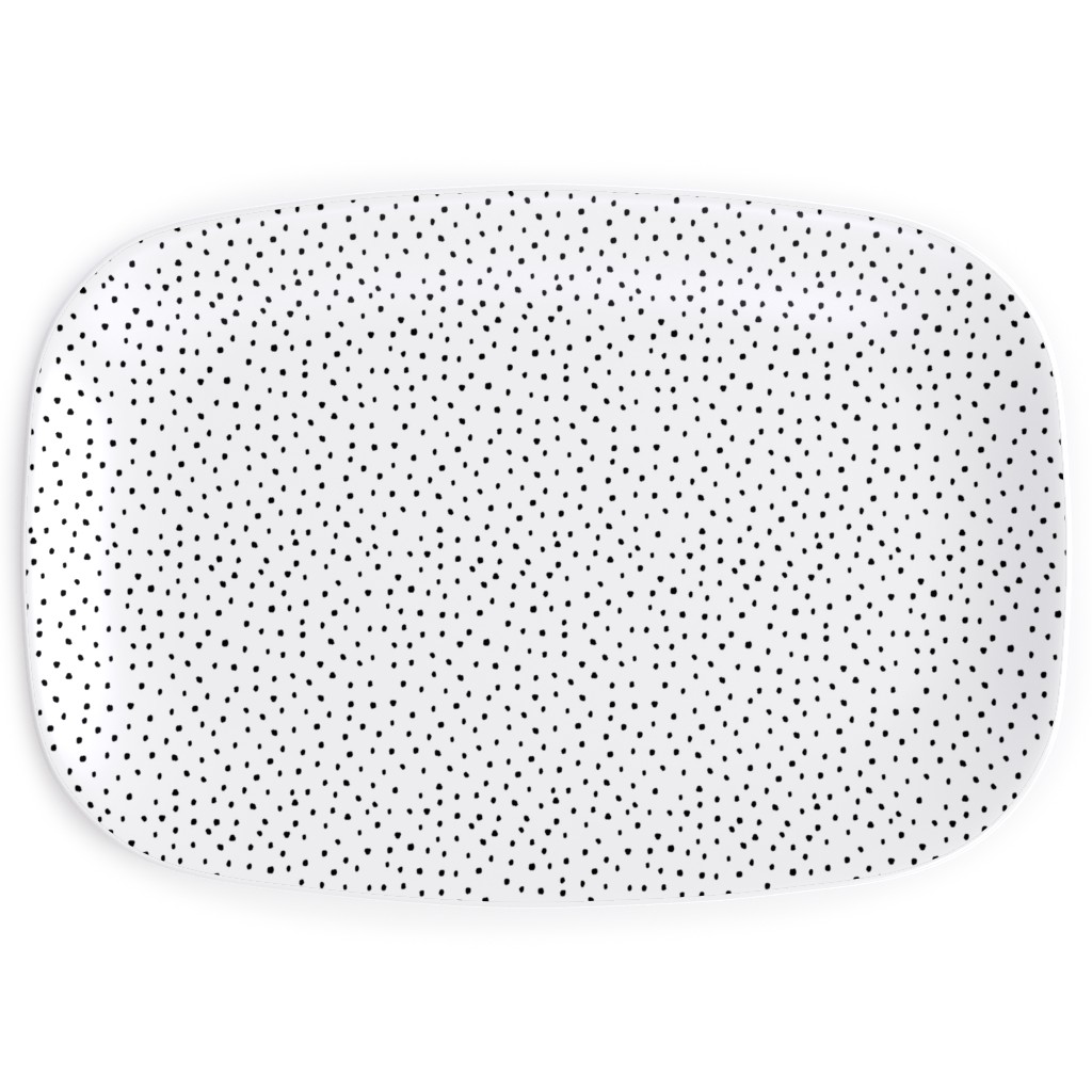 Tiny Dot - Black + White Serving Platter, White