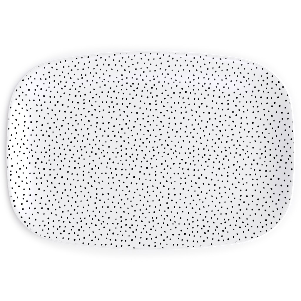 Tiny Dot - Black + White Serving Platter, White, White