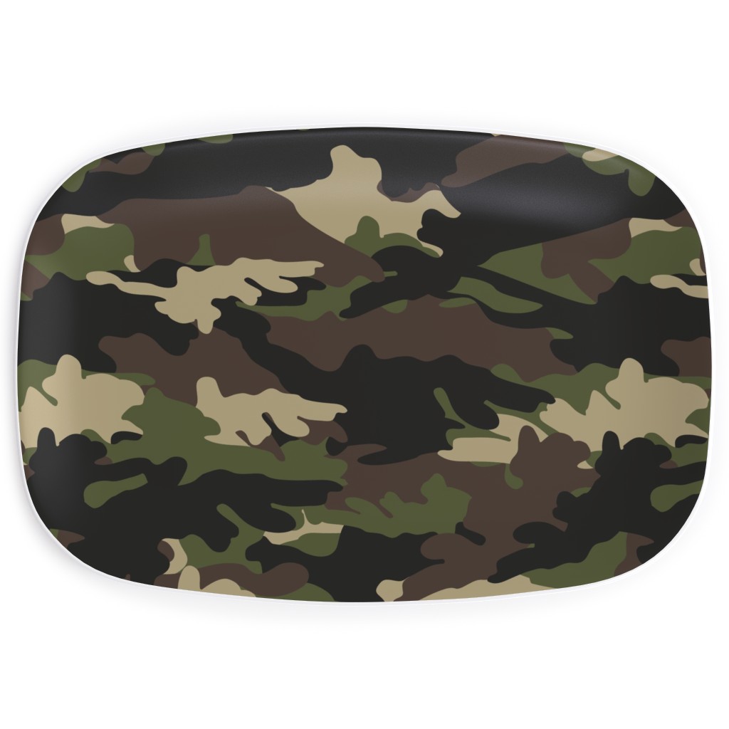 Ducks, Trucks, and Eight Point Bucks - Camo Serving Platter, Green, Classic Green