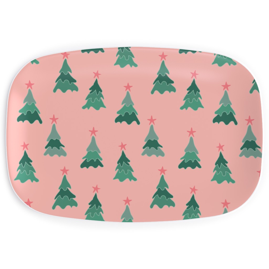 Modern Christmas Trees Serving Platter, Pink