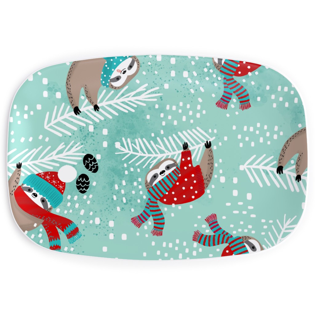 Snowy Sloths! Serving Platter, Multicolor