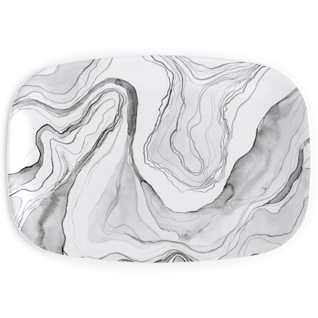 Watercolor Marble Serving Platter, Gray