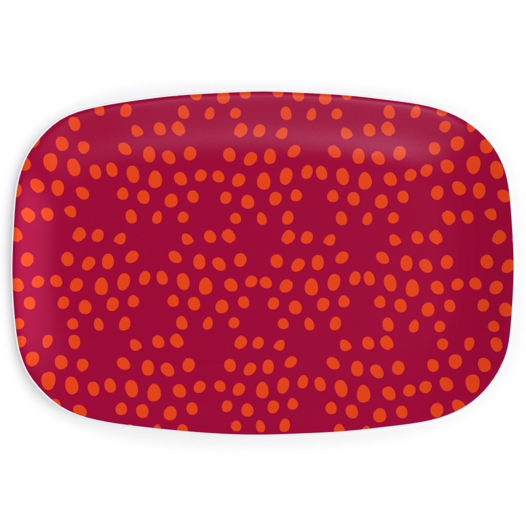 Hexagon Dots - Red and Orange Serving Platter, Red