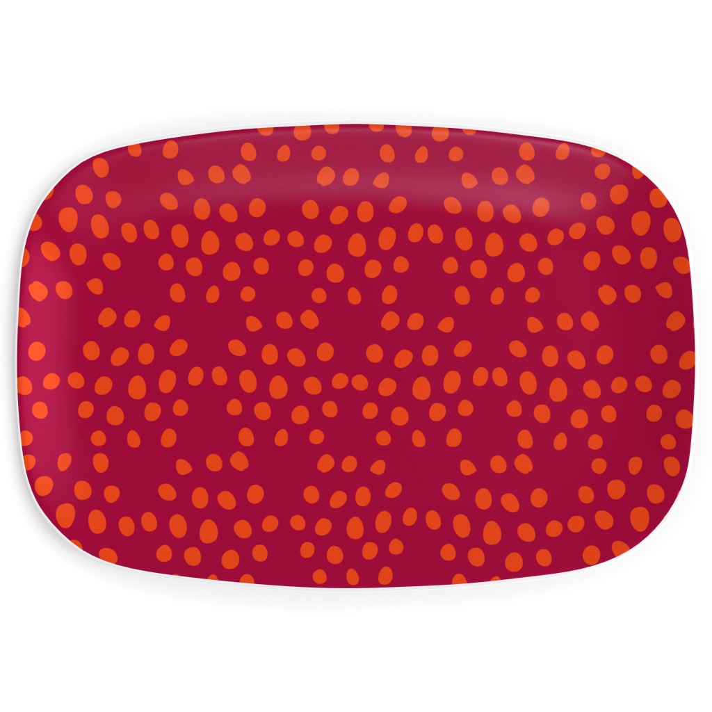 Hexagon Dots - Red and Orange Serving Platter, Red