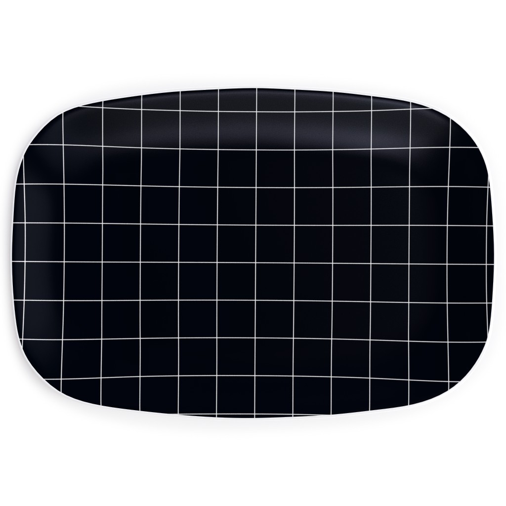 Grid - Black Ad White Serving Platter, Black