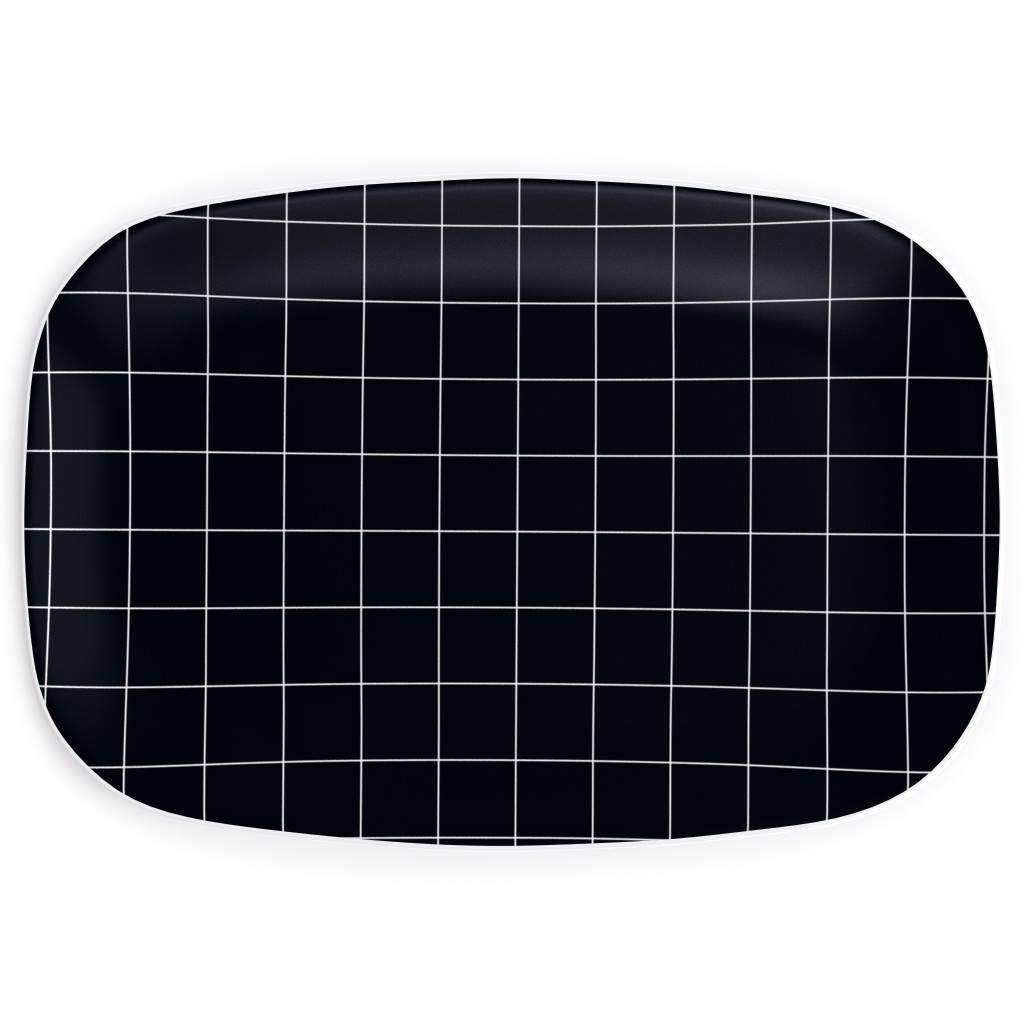Grid - Black Ad White Serving Platter, Black, Black