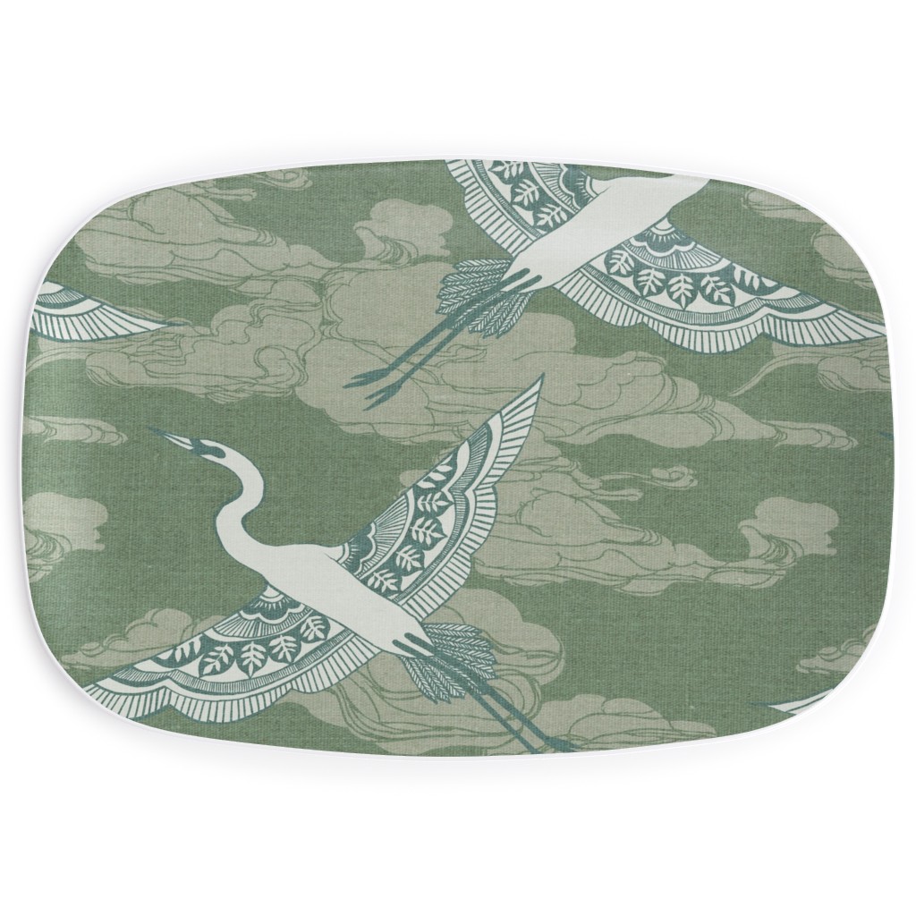 Egrets - Green Serving Platter, Green