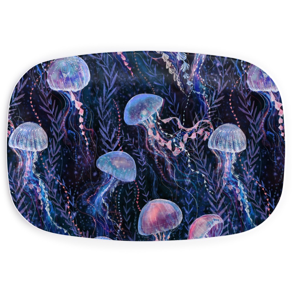 Magic Jellyfishes - Blue Serving Platter, Blue, True Blue