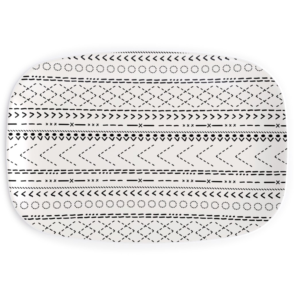 Minimal Mudcloth Bohemian - Light Serving Platter, Beige