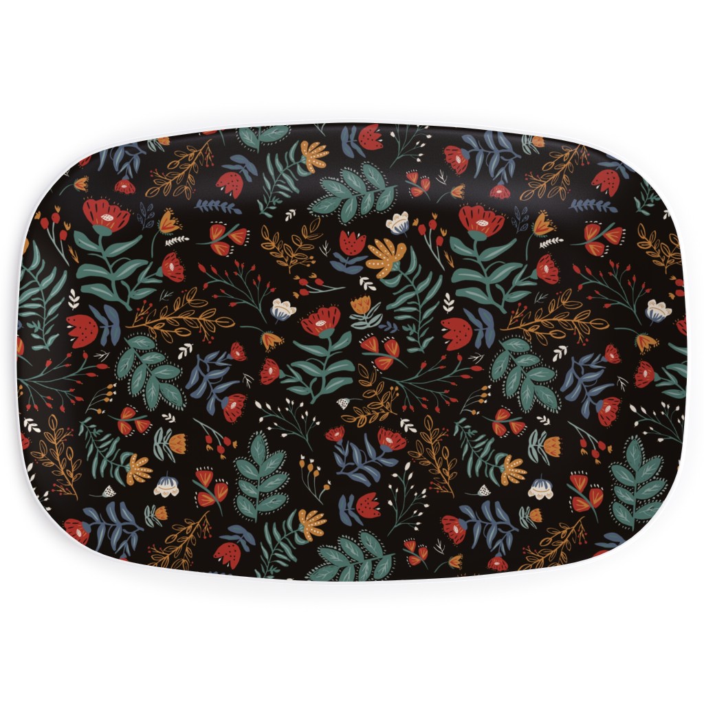 Midnight Garden Serving Platter, Black