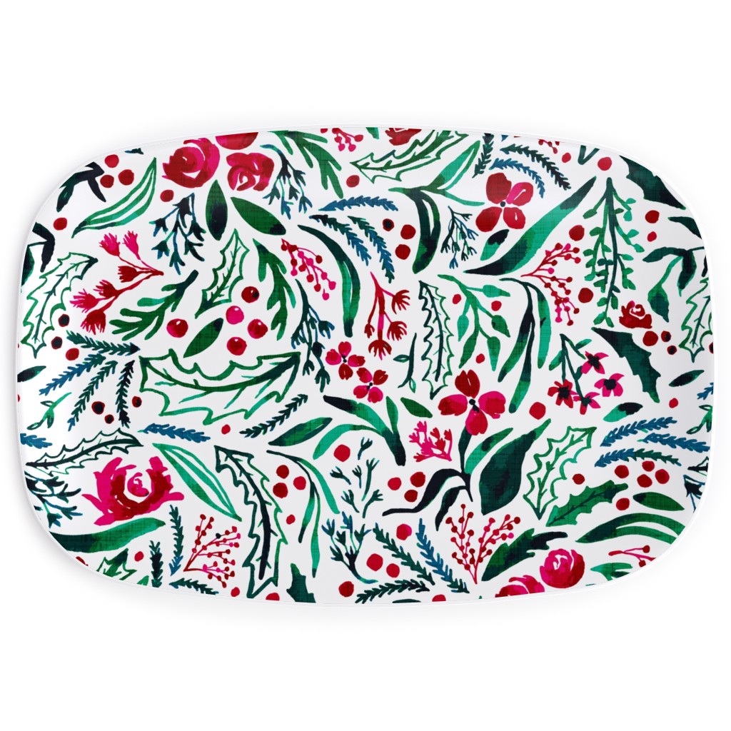 Noel Collection - Loose Floral Serving Platter, Multicolor