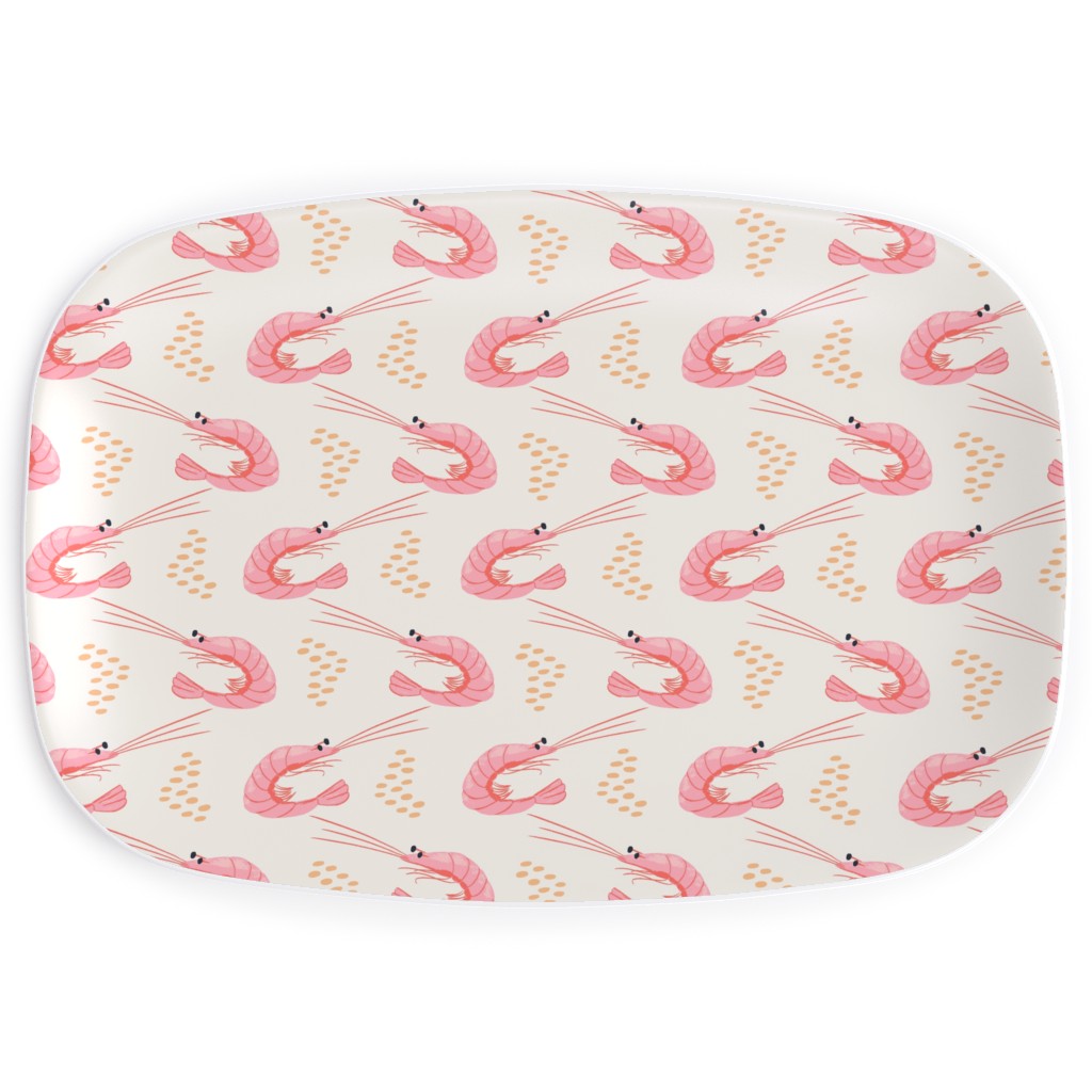 Zigzag Shrimps - Pink Serving Platter, Pink