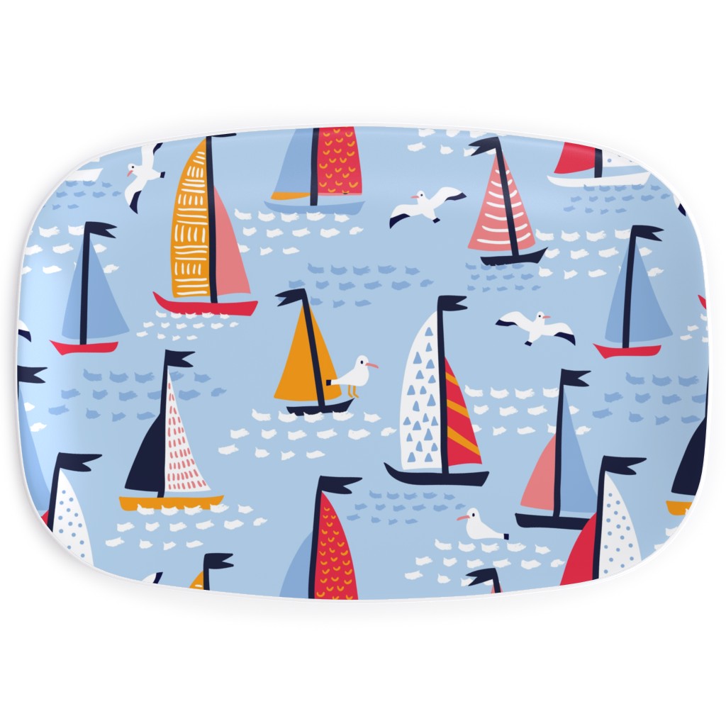 Regatta Serving Platter, Blue