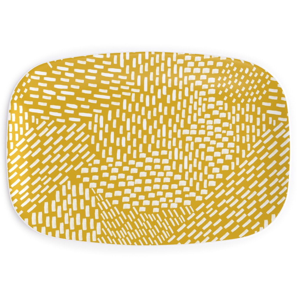 Abstract Brushstrokes Serving Platter, Yellow