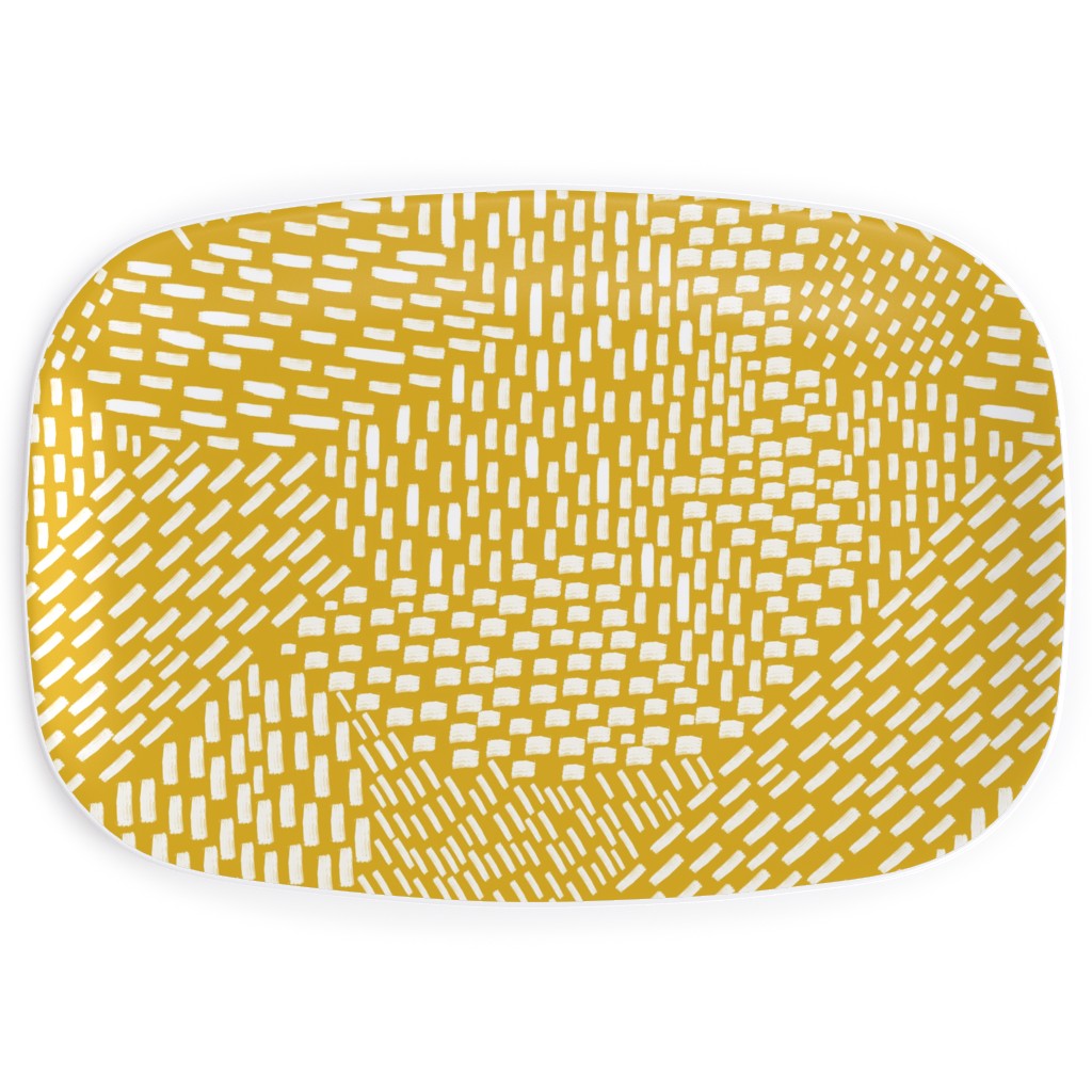 Abstract Brushstrokes Serving Platter, Yellow, Marigold