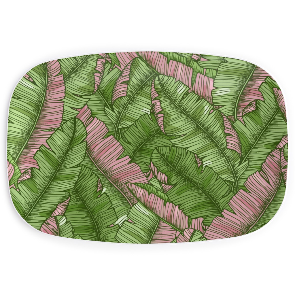 Banana Leaf - Pink Serving Platter, Green, Classic Green