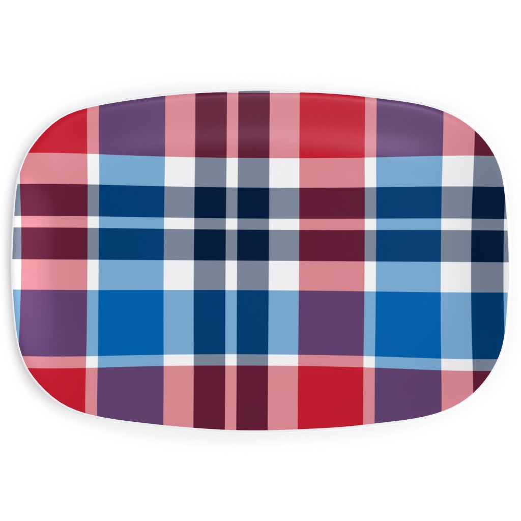 Independence Day Plaid - Multi Serving Platter, Multicolor