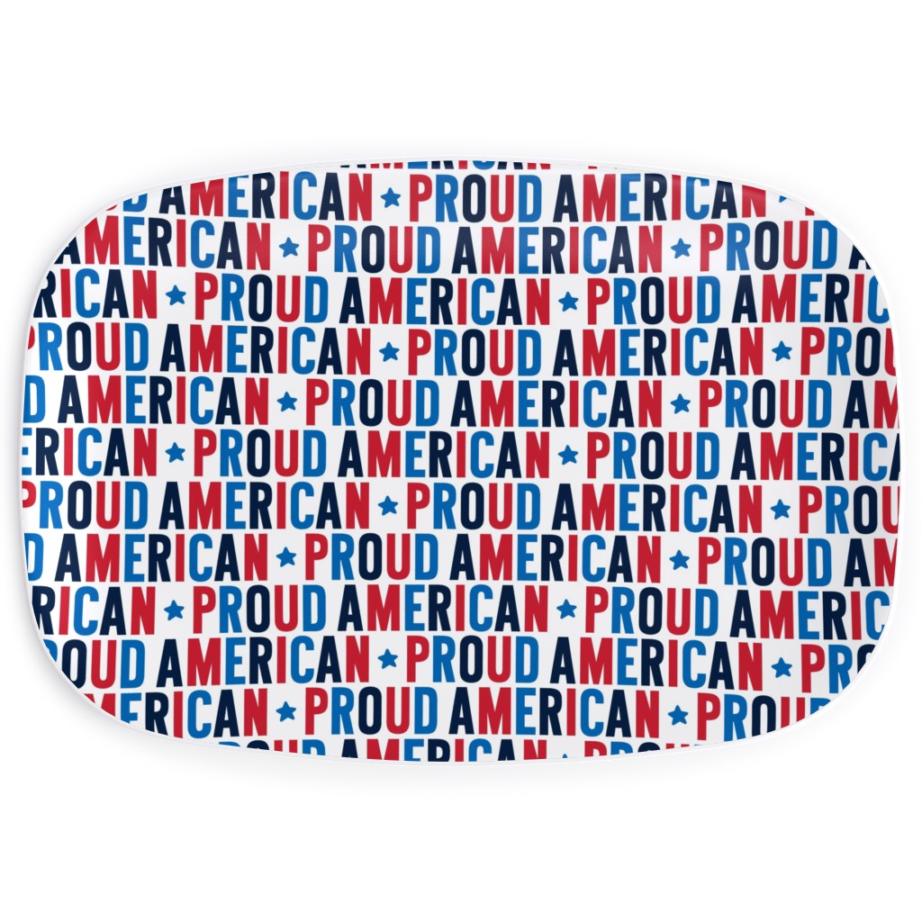 Proud American - Red White and Blue Serving Platter, Multicolor