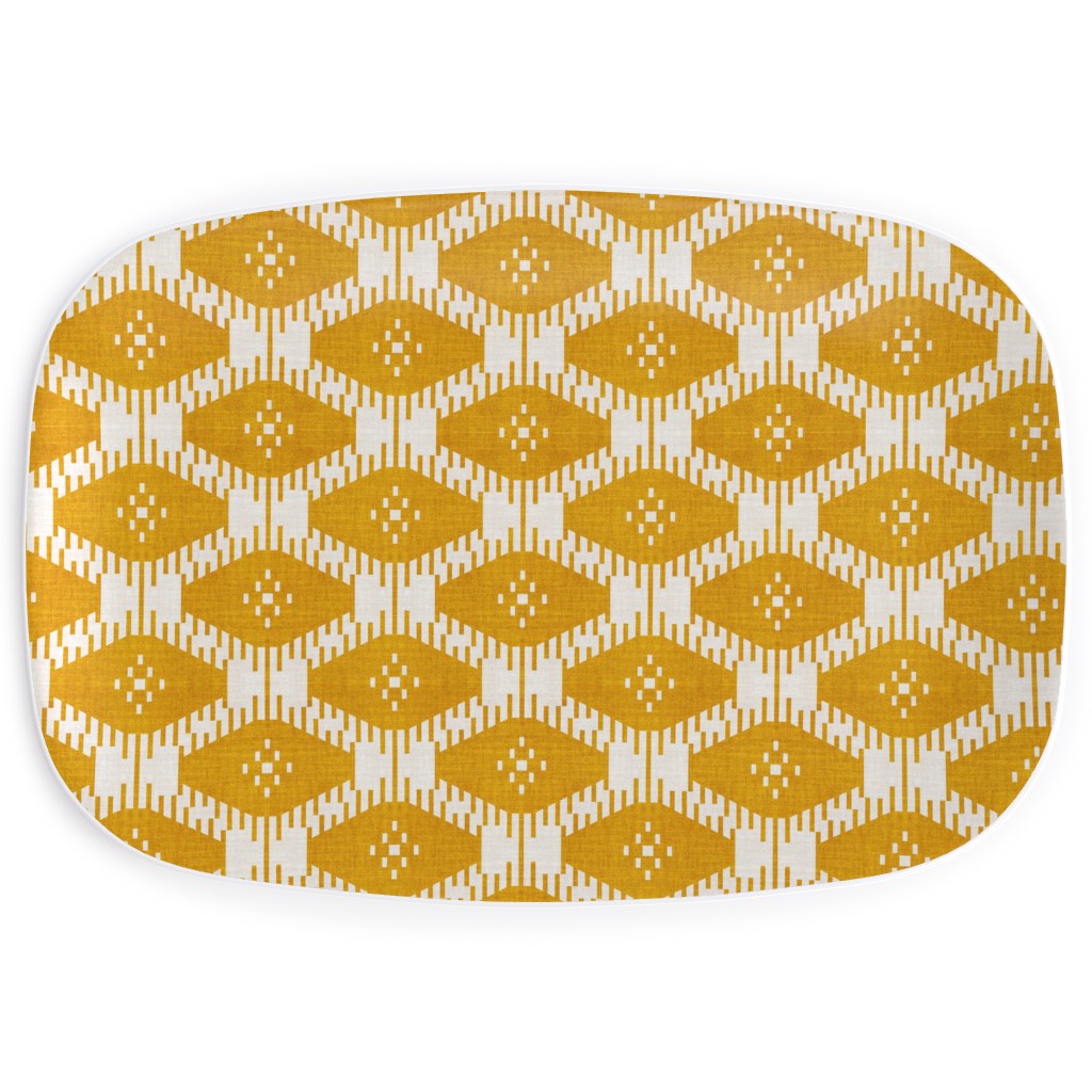 Stella Ikat - Yellow Serving Platter, Yellow, Classic Yellow