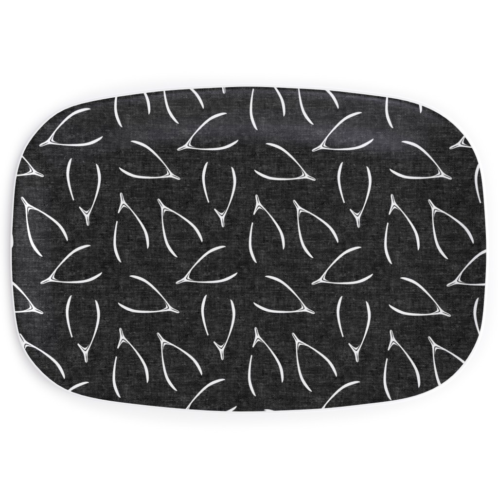 Wishbones - Gray Serving Platter, Gray, Gray