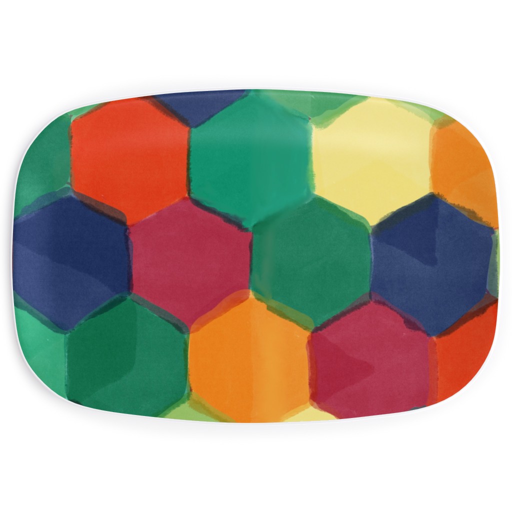 Overlapping Hexagons - Warm Summer Serving Platter, Multicolor
