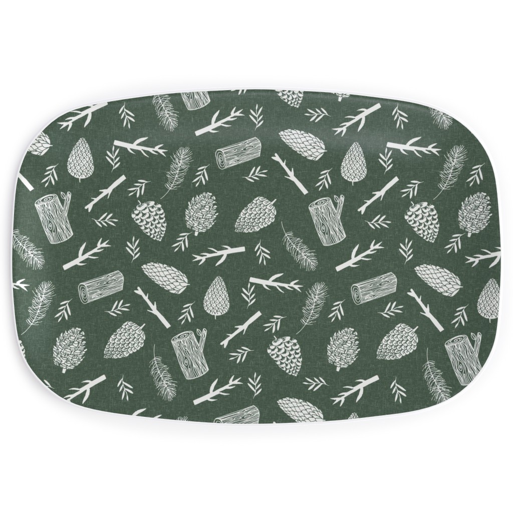 Pinecones - Hunter Green Serving Platter, Green